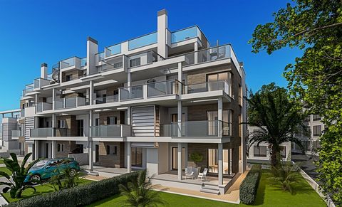 NEW BUILD 3 BEDROOM APARTMENT JUST 100 M FROM THE BEACH IN DENIA~~Newly built residential complex with 29 beautiful new flats with 2 or 3 bedrooms, 2 bathrooms, garden or solarium, optional parking area and communal swimming pool. ~~The property cons...