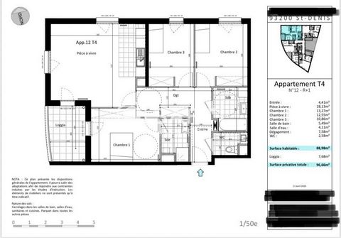 APPARTEMENT T4 au 1er ETAGE + LOGGIA
