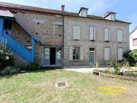 MARCON IMMOBILIER - CREUSE - LIMOUSIN - Ref 88053 -SECTOR CHENERAILLES AREA- Very beautiful stone character house located in the heart of the village with a beautiful stone terrace on the front comprising on the ground floor: beautiful dining room wi...