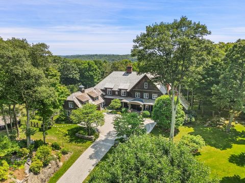 The perfect country house - impeccable, super high-end stone and shingle Newport style estate. This property is beautifully executed with gorgeous land, fabulous pool, pool pavilion with outdoor Wolf kitchen, sport court, new wrap around mahogany por...
