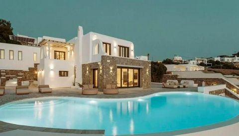 This villa is a majestic and breathtaking property located in Aleomandra area facing Delos island and its colorful sunsets, in an absolute waterfront position. The property has own security gate with private parking, direct entrance access to top flo...