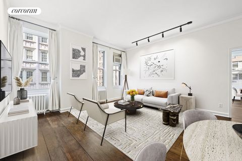 Nestled in the true heart of Gramercy, this special apartment offers a rare combination of character, elegance, and livability. Featuring eight oversized windows, this corner unit is flooded with natural light, showcasing the stunning wide plank dark...