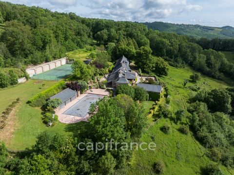 Vaste Propriété avec magnifique vue sur Najac, 15 chambres, piscine, tennis