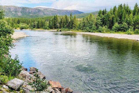 Holiday apartment by the salmon river Åbjøra in Bindal where you can fish from a separate salmon embankment by the river, 150 m from the house. The river has salmon up to 15 kg and sea trout up to 12 kg. Large wilderness area with several fish-rich w...