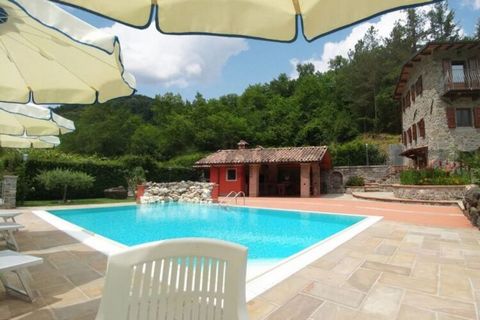 Casa rustica in pietra naturale in Garfagnana (Lucca), piscina privata (uso esclusivo), cucina esterna con grande barbecue in muratura, forno per pizze, posti auto coperti - recintati