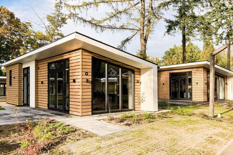 Dieses freistehende Chalet befindet sich im weitläufigen und waldreichen Ferienpark „Landgoed De Scheleberg”. Mitten in der Natur und doch nur 7 km von der Stadt Ede und 5 km von der Ortschaft Lunteren entfernt. Dieses moderne und helle Chalet verfüg...