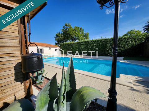 Maison de 132m², 4 chambres, avec piscine, garage et atelier.