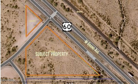 Rare opportunity to purchase approximately 6.82 acres Frontage land in a prime location on the US 60 / Grand Ave in Surprise in the path of growth. Possible combine w/ adjacent 8.69 acres (separate listing/ MLS listing # 6504825) ~15 acres. ~180,000 ...