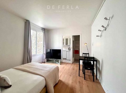Located on Boulevard des Invalides, in a quiet and secure condominium. On the 3rd floor with elevator overlooking the courtyard, a large furnished studio of 25m2. It consists of an entrance, a living room, a separate equipped kitchen, a dressing room...