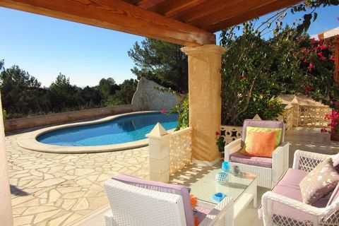 Located near the beach with stunning views of the sea and island of Formentera, this holiday home in Es Cubells is perfect for a group of 6 people or family to stay. It has 3 bedrooms, a swimming pool, and roofed terrace to enjoy the beautiful view. ...